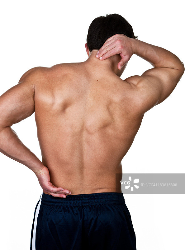 颈部和背部疼痛的男人图片素材