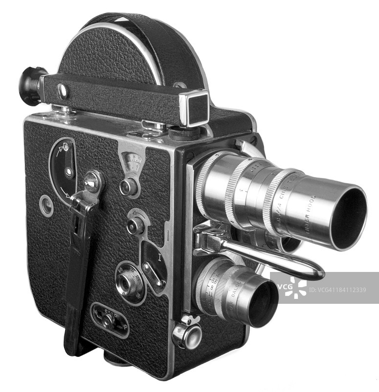 老式的16毫米电影相机孤立在白色图片素材