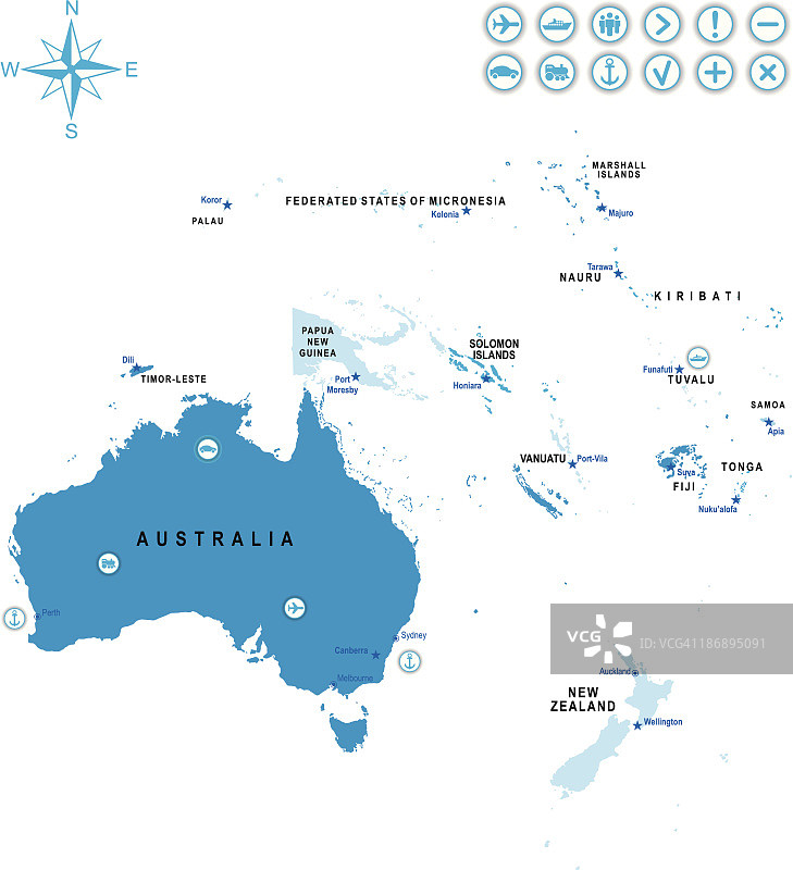 澳大利亚和大洋洲的地图图片素材