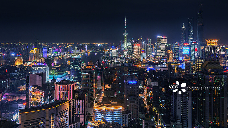 俯瞰上海夜景图片素材