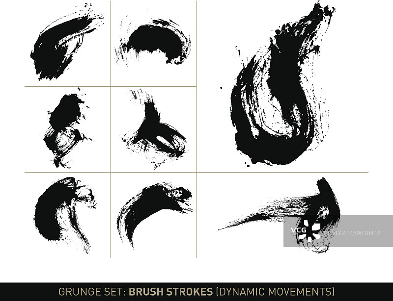 Grunge set:笔触动态移动在黑白图片素材