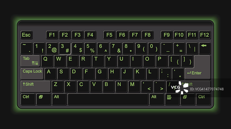 绿色背光游戏键盘图片素材