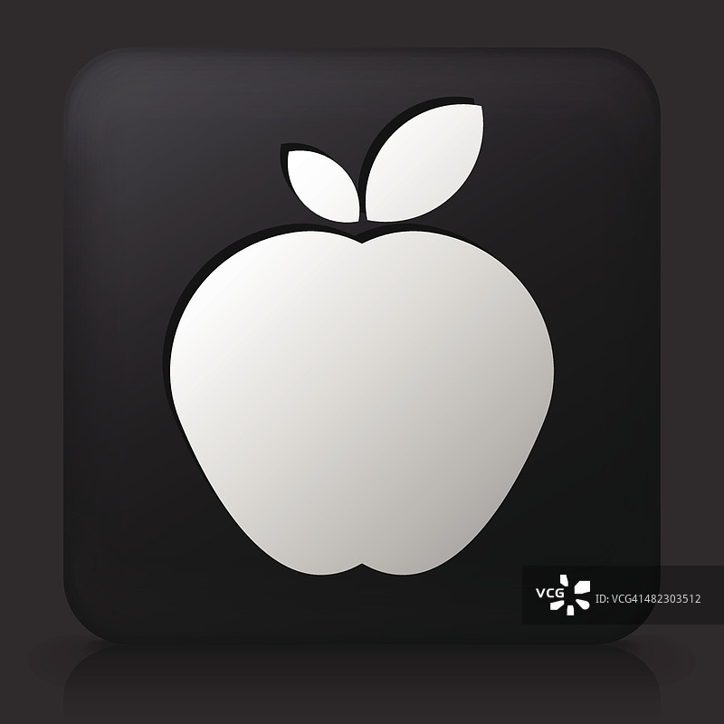 黑色方形按钮与苹果图标图片素材