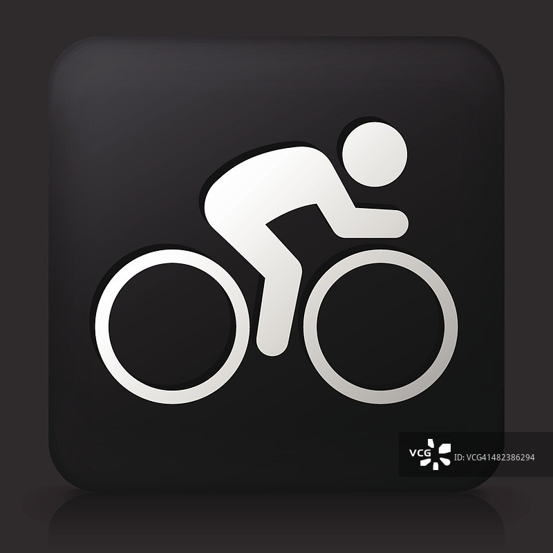 黑色方形按钮与自行车图标图片素材