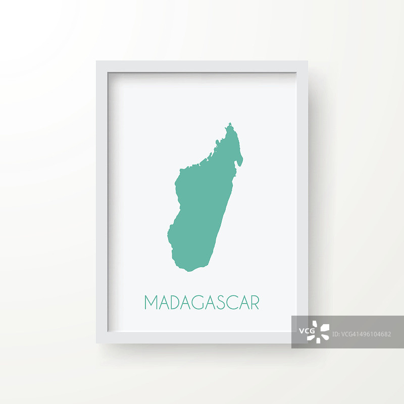 马达加斯加地图在框架上的白色背景图片素材