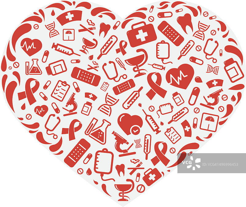 红色的心脏形状与医疗图标图片素材