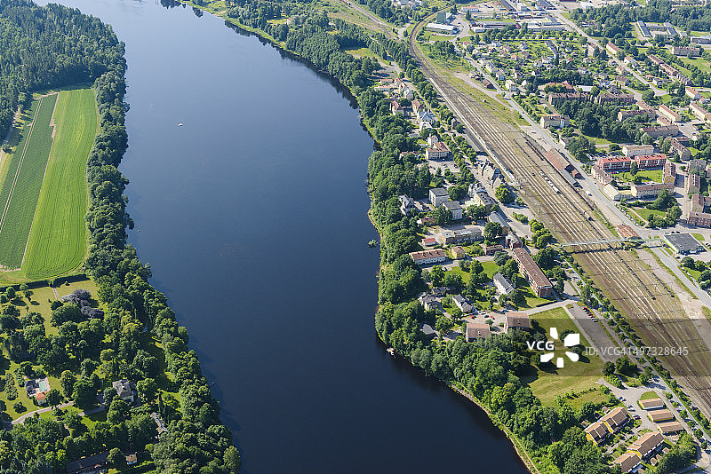 Avesta, Dalalven, Dalarna，瑞典的鸟瞰图图片素材
