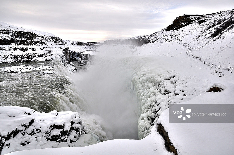 冰岛Gullfoss冰冻瀑布图片素材