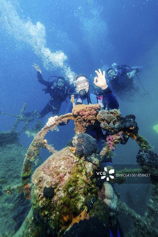 潜水，沉船，亚得里亚海，克罗地亚，欧洲图片素材