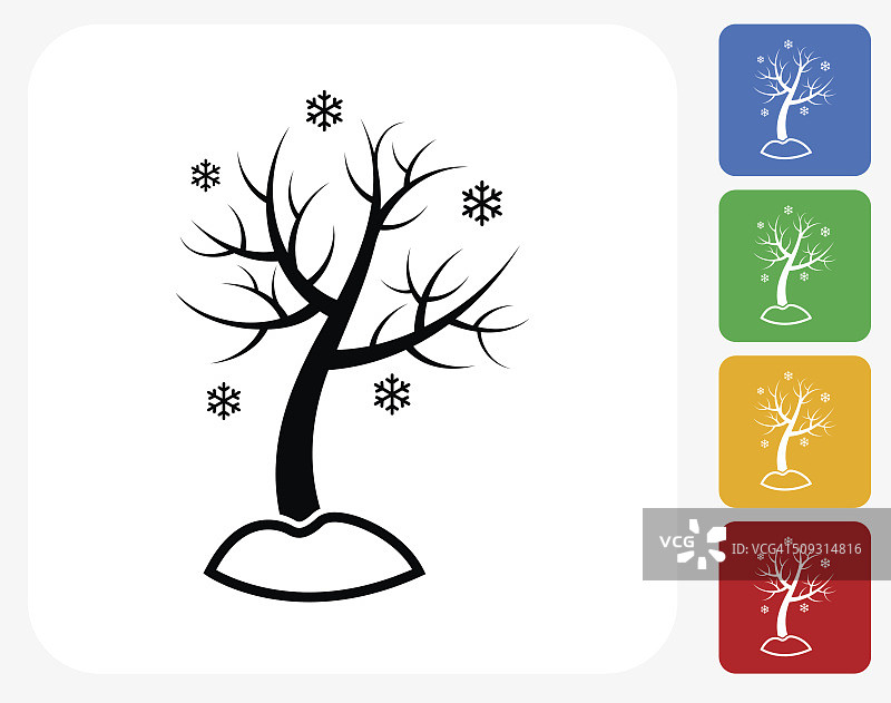树在冬季图标平面设计图片素材