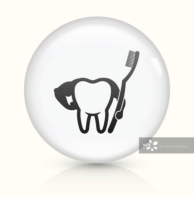 清洁和强壮的牙齿图标上的白色圆形矢量按钮图片素材