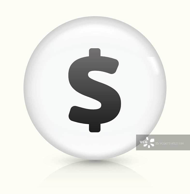 美元符号图标上的白色圆形矢量按钮图片素材