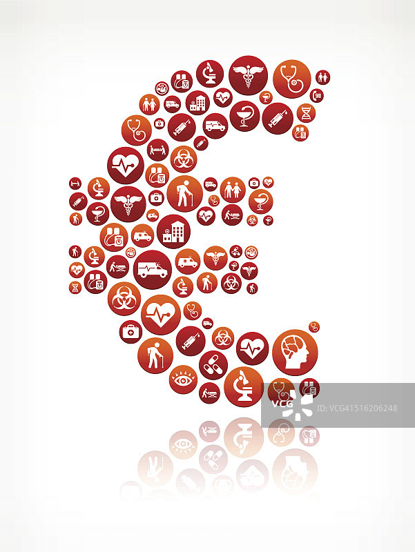 欧洲医疗保健和医疗红色按钮模式图片素材