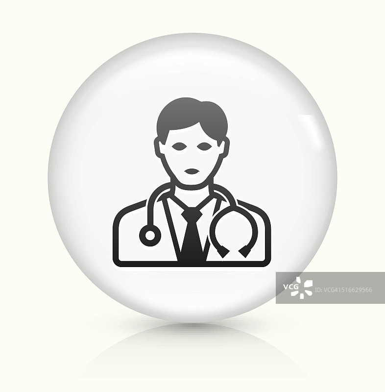 医生图标上的白色圆形矢量按钮图片素材