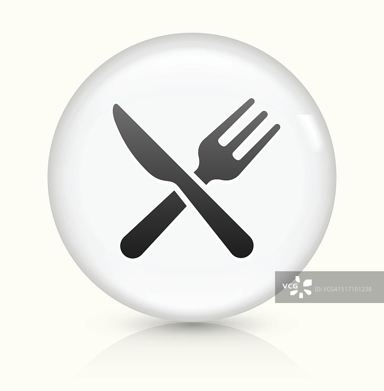 厨房用具图标上的白色圆形矢量按钮图片素材