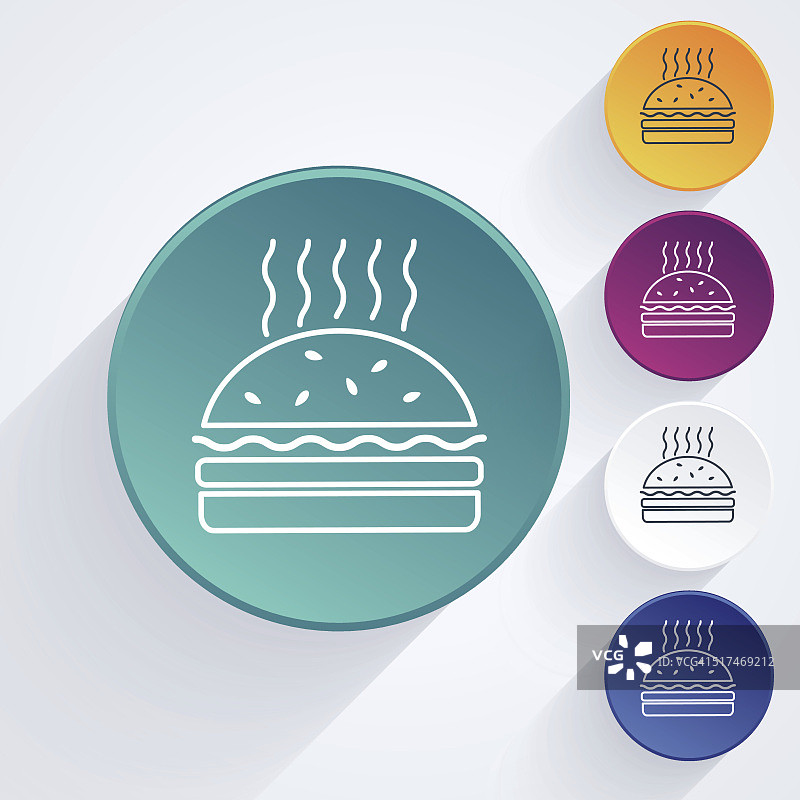 圆肉餐厅细线艺术图标集-汉堡图片素材