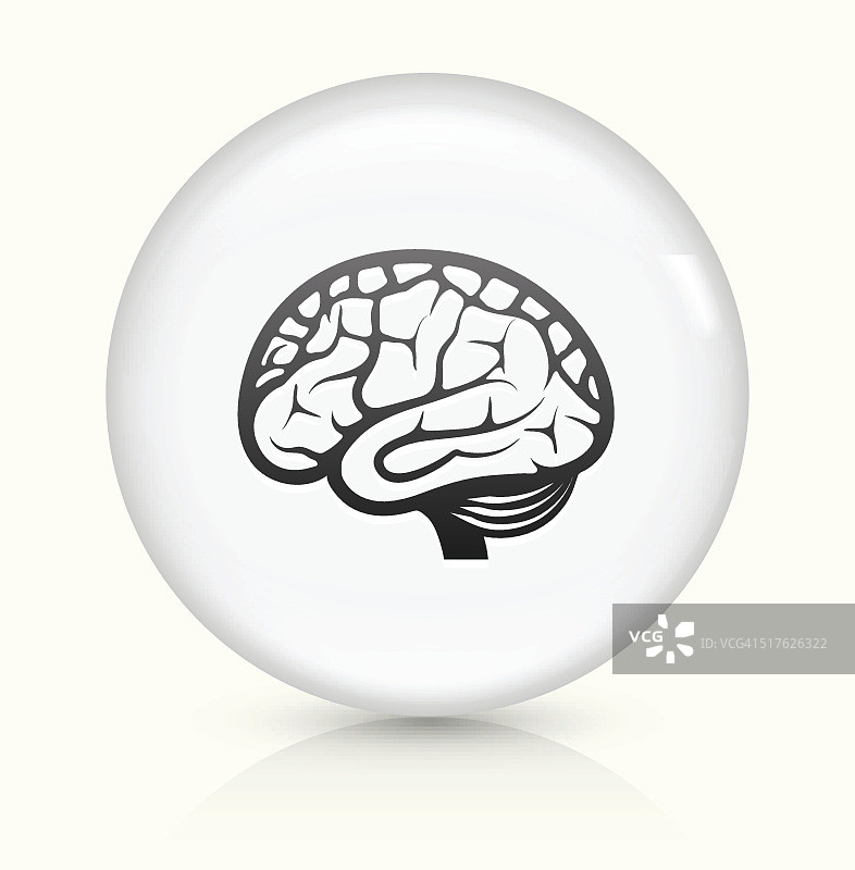大脑图标上的白色圆形矢量按钮图片素材