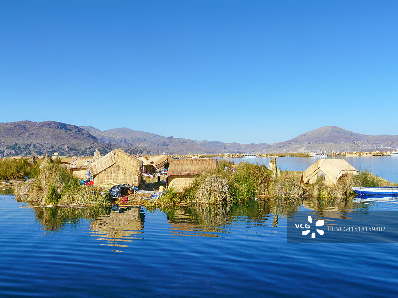 秘鲁的喀喀湖，乌鲁斯岛图片素材