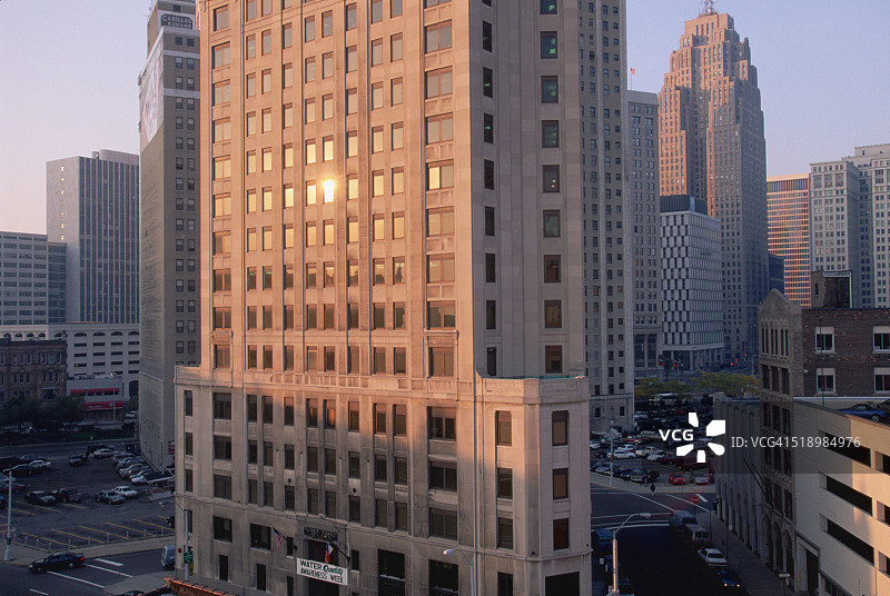底特律市中心的摩天大楼图片素材