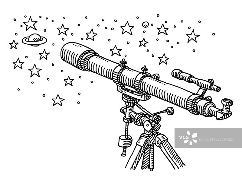 望远镜太空探索画星星图片素材