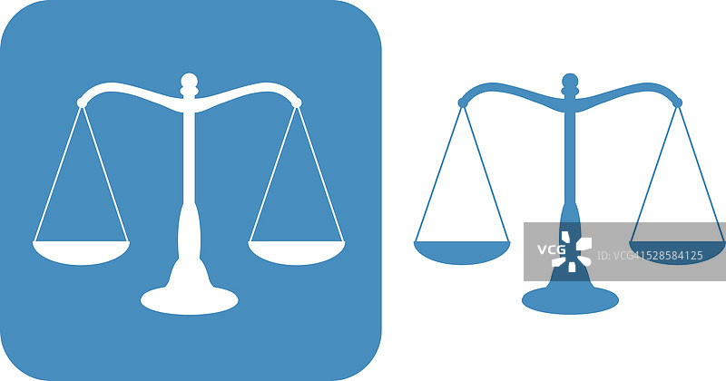 两个蓝色的正义天平图标图片素材