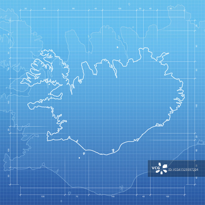 冰岛地图上的蓝图背景图片素材