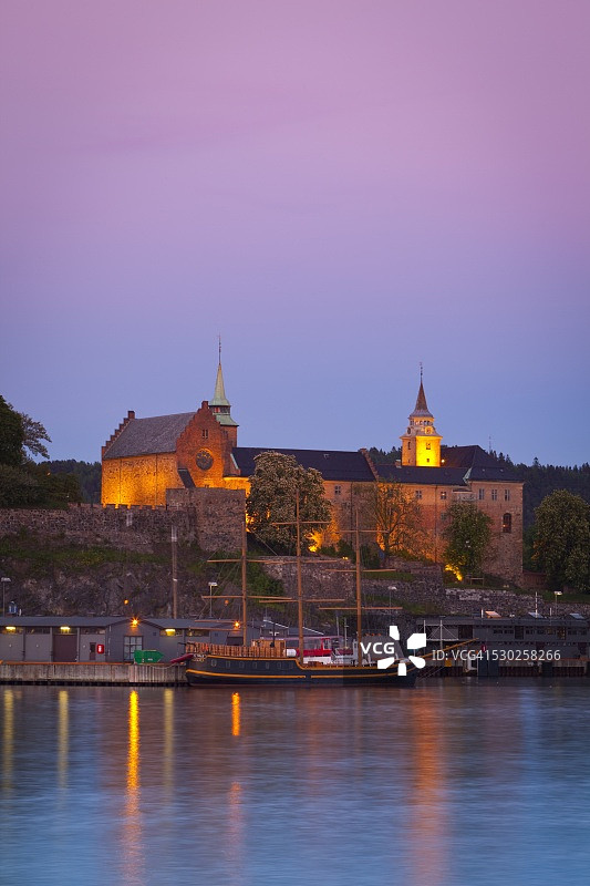 阿克修斯要塞和海港，挪威奥斯陆，斯堪的纳维亚，欧洲图片素材