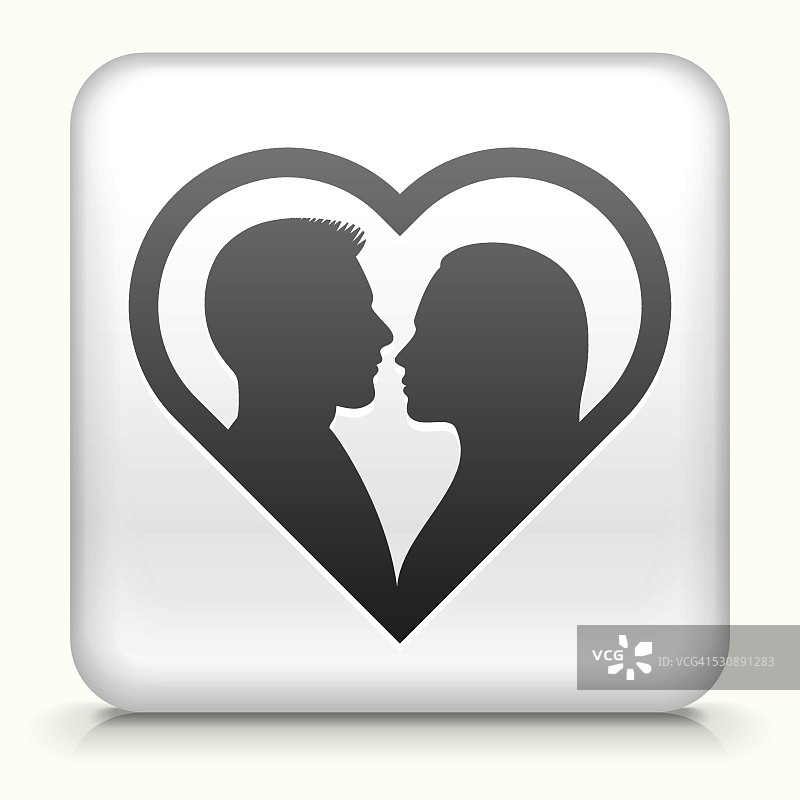 方形纽扣与夫妇和心图片素材