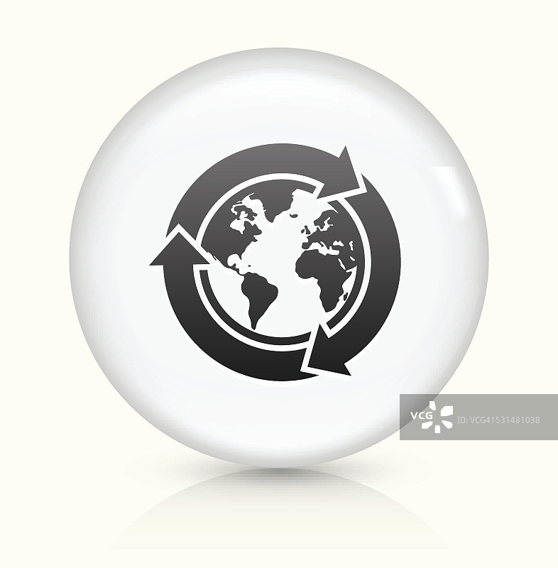 循环地球图标上的白色圆形矢量按钮图片素材