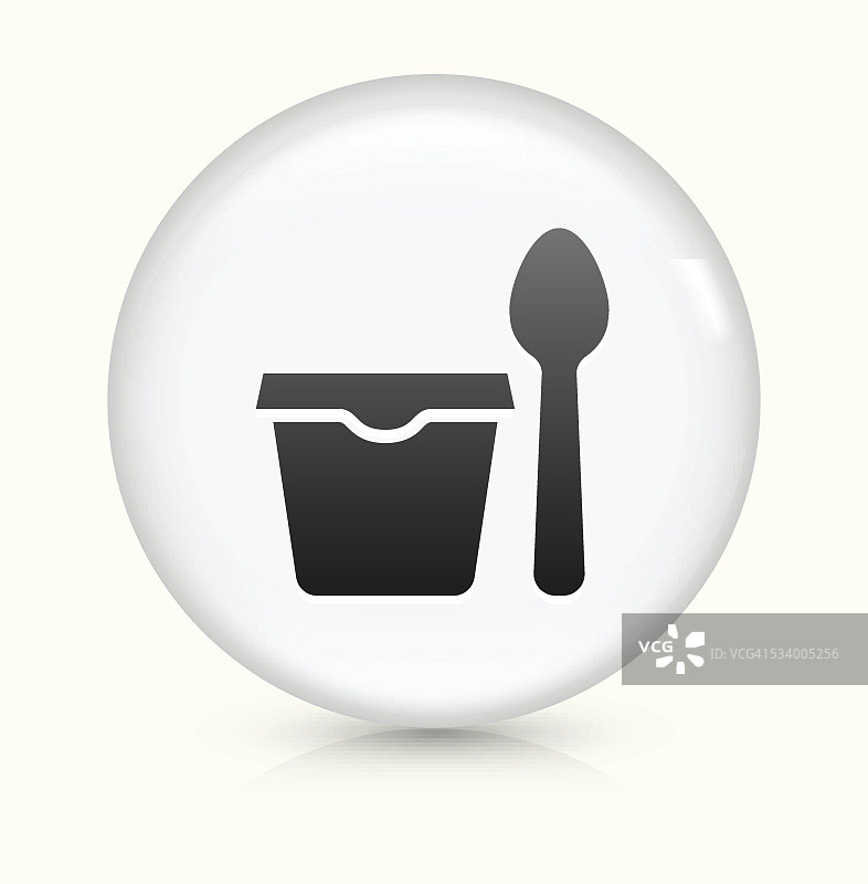 杯子和勺子图标上白色的圆形矢量按钮图片素材