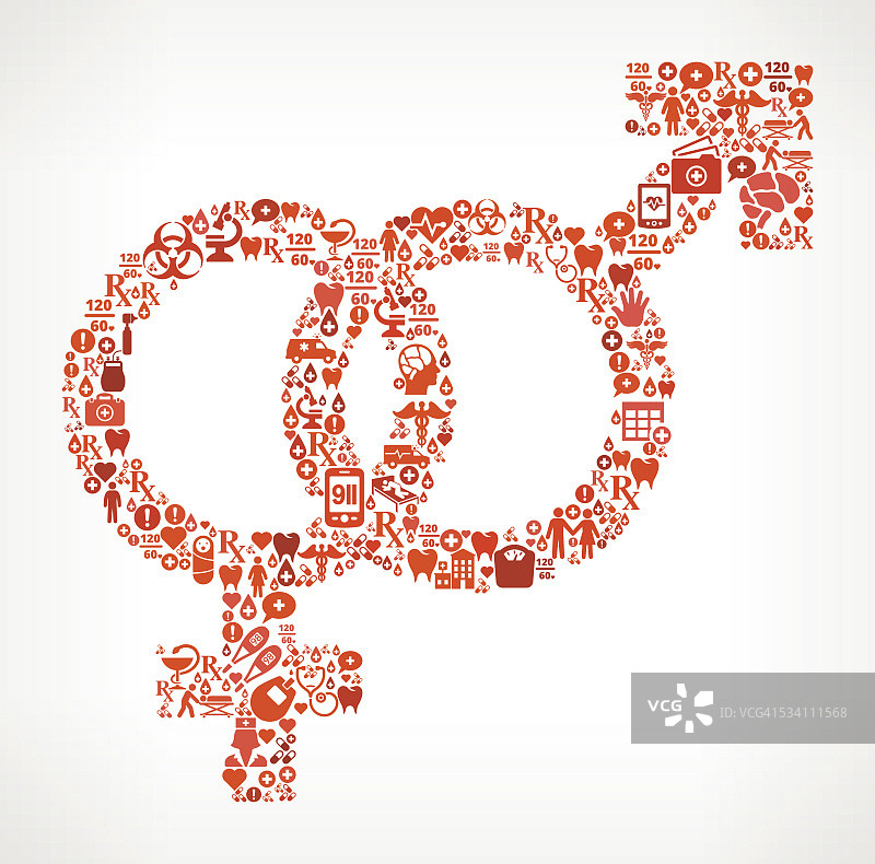 性别保健和医疗无缝图标模式图片素材