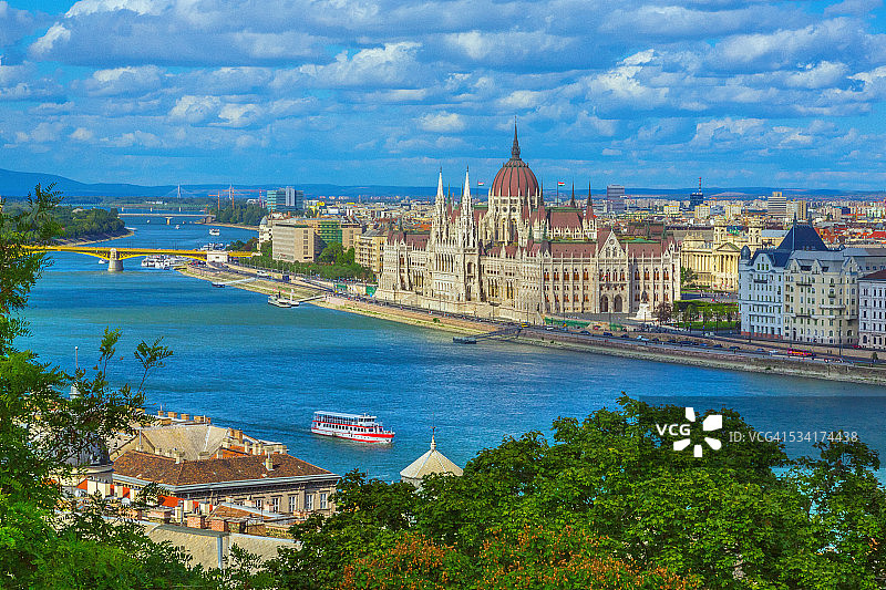 匈牙利议会与多瑙河(布达佩斯，匈牙利)图片素材