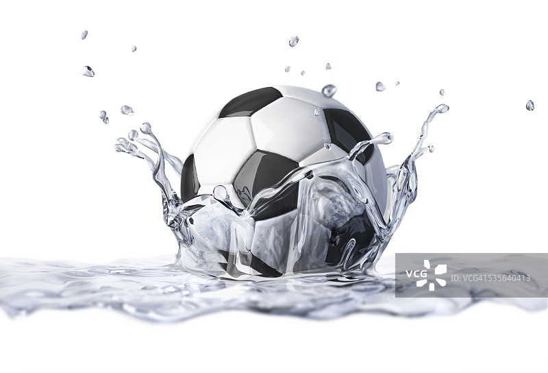 足球溅进水里，艺术品图片素材