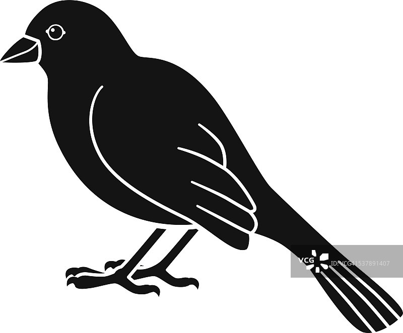 一般的卡通鸟侧视图在黑色和白色图片素材