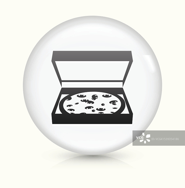 披萨盒图标上的白色圆形矢量按钮图片素材