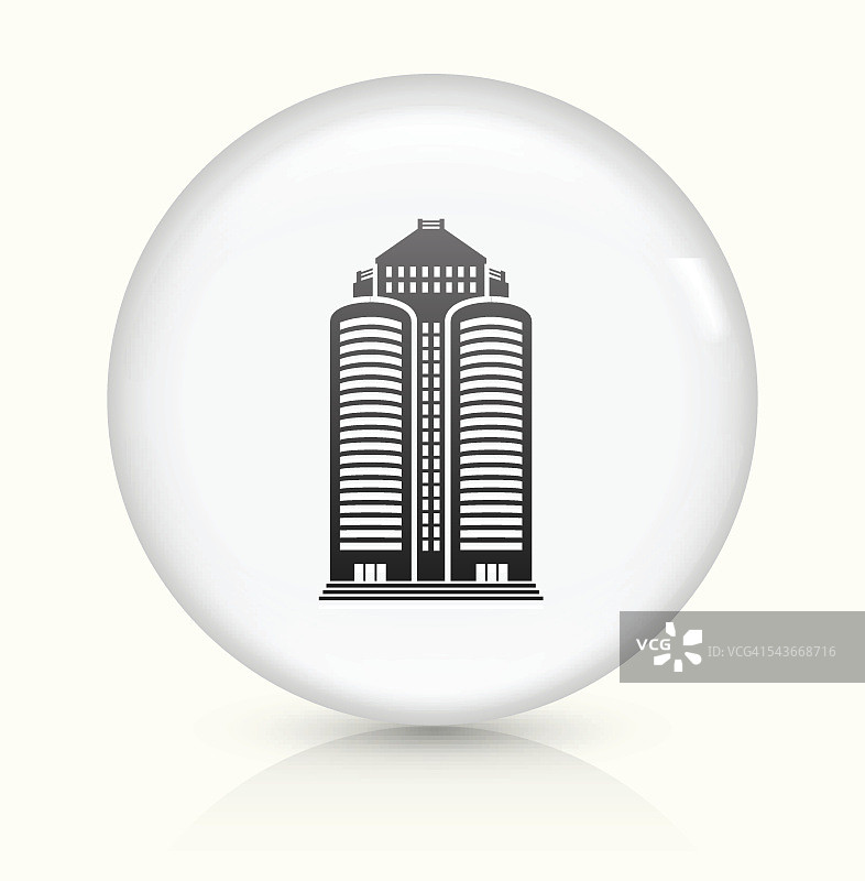 办公摩天大楼图标上的白色圆形矢量按钮图片素材