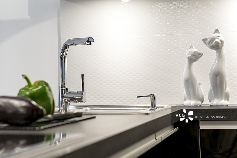 现代白色厨房室内设计的细节图片素材