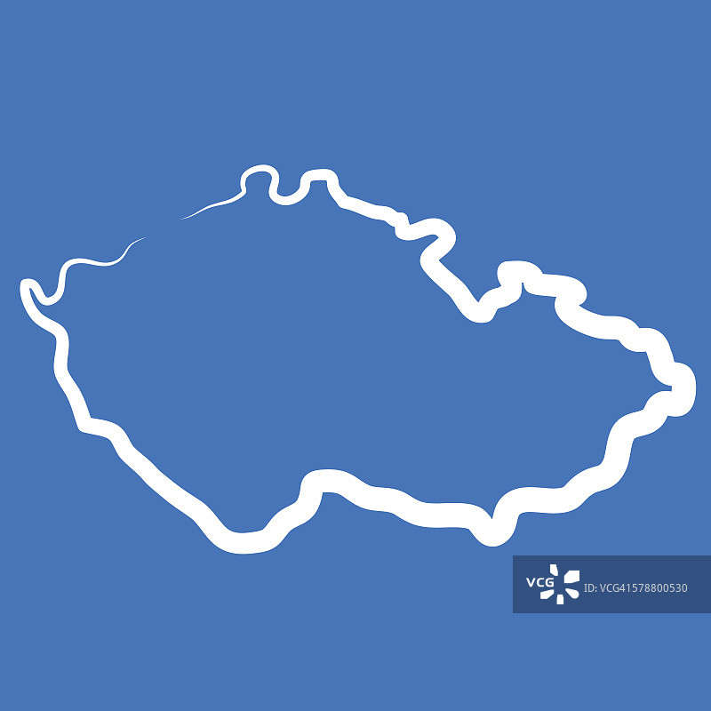 捷克共和国轮廓地图由单线绘制而成图片素材