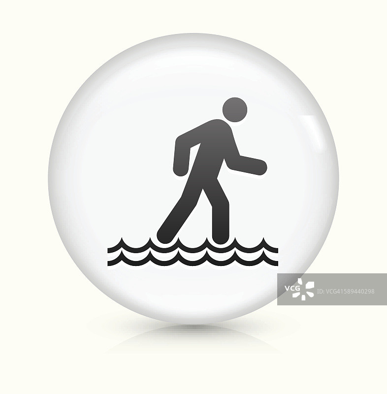 行走在水上图标上的白色圆形矢量按钮图片素材