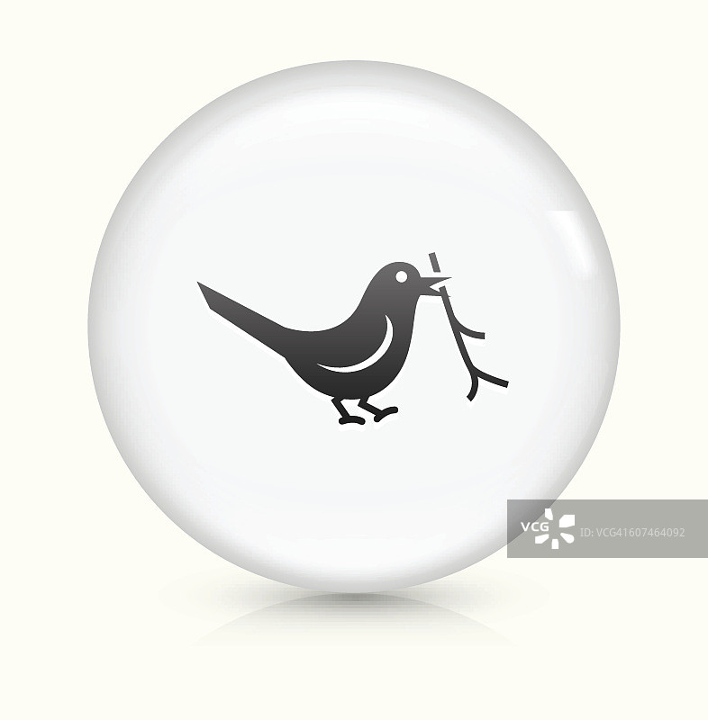 鸟图标上的白色圆形矢量按钮图片素材