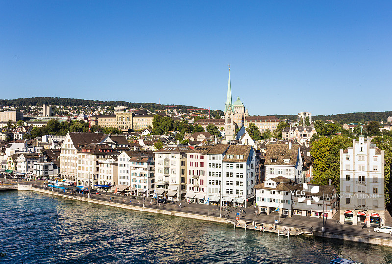 苏黎世鸟瞰图，瑞士最大的城市。图片素材
