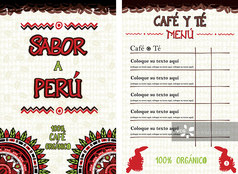 西班牙菜单的咖啡馆，酒吧，咖啡馆-秘鲁图片素材