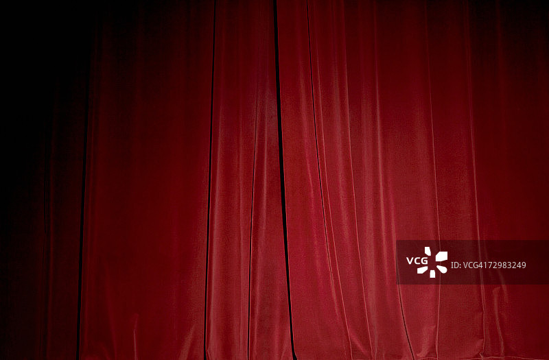 红色天鹅绒舞台幕布，特写图片素材