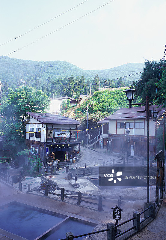 日本长野县的野泽温泉图片素材