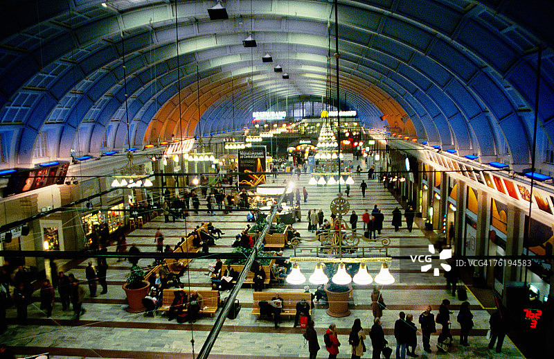 斯德哥尔摩中央火车站内部，瑞典，欧洲图片素材