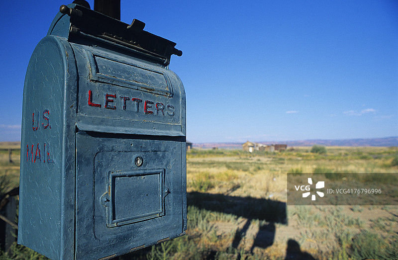 老蓝色邮箱，东犹他州，犹他州，美国图片素材