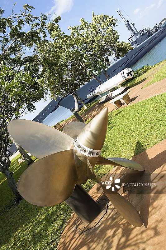 导弹雕塑公园，鲍芬号航空母舰，珍珠港，檀香山，瓦胡岛，夏威夷群岛，美国图片素材
