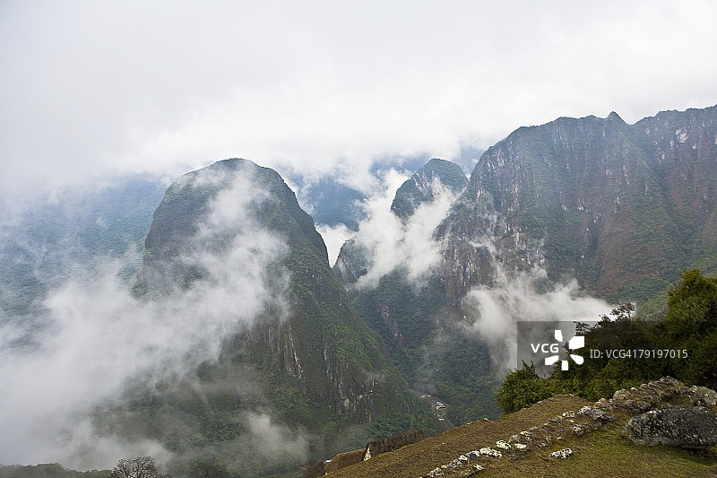 秘鲁库斯科普图库西山的高角度视角图片素材