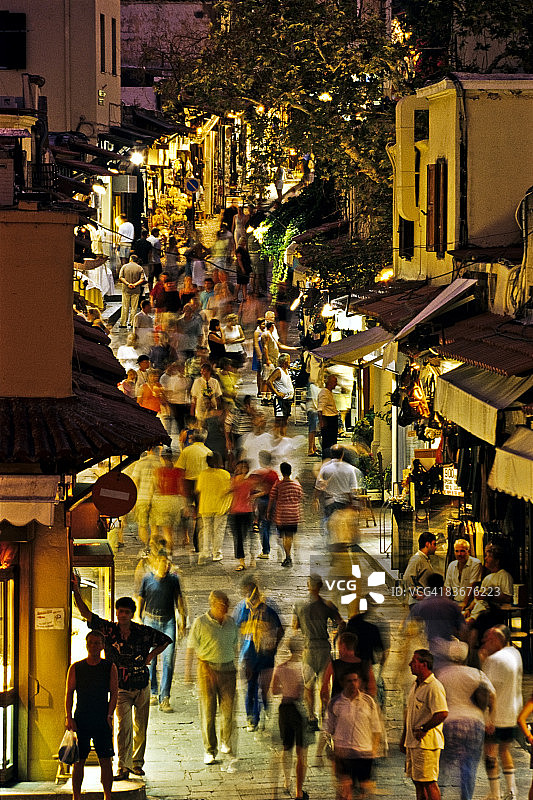 罗德岛，希腊，晚上购物图片素材