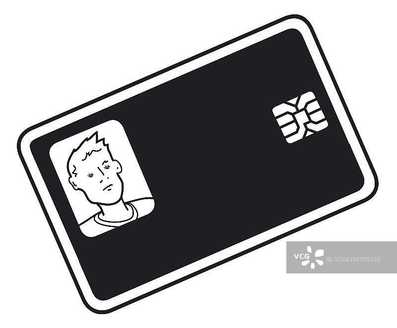 黑白数码照片身份证配智能卡芯片图片素材